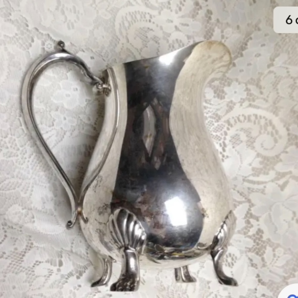Vintage Leonard Silver Plated, Footed Pitcher with Ice Guard  9n x 8in